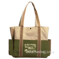 Print 600D Polyester Canvas Tote Bag With Multi-pocket